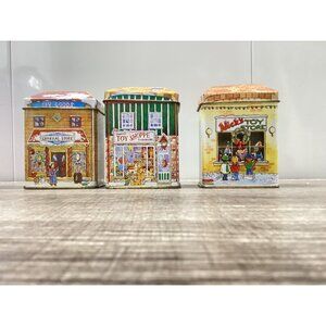 Vintage Tin Houses Ornaments Set of 3 Miniature House Tin Box Company